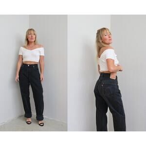 Early 2000's Vintage Levi's 501 Button Fly Black Jeans Women's LG XL 35" 36"